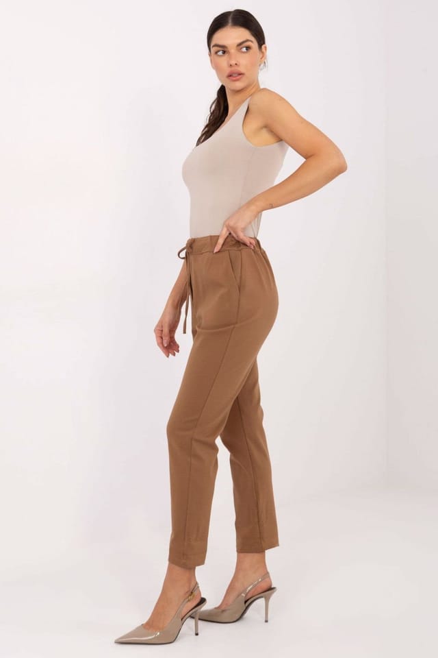 Love Lace Love Lace Women's Casual High Waisted Tapered Trouser in Brown - 2
