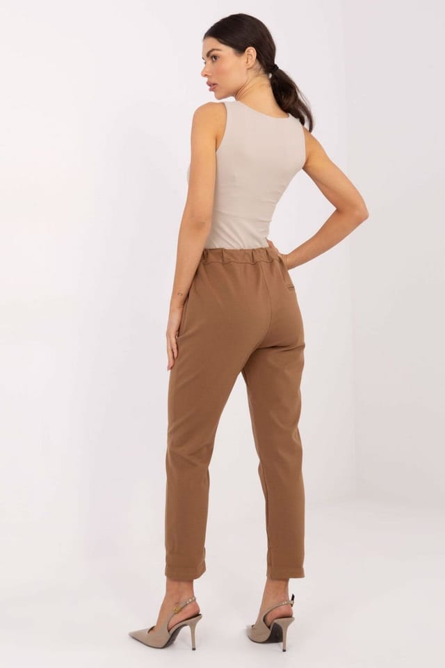 Love Lace Love Lace Women's Casual High Waisted Tapered Trouser in Brown - 3