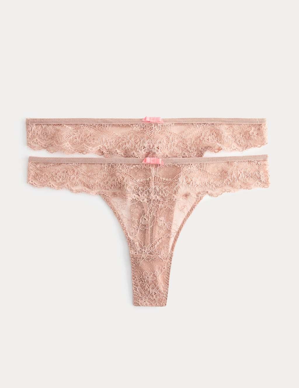 Marks & Spencer M&S 2 Pack Ida Lace Thongs Rose Quartz - 1