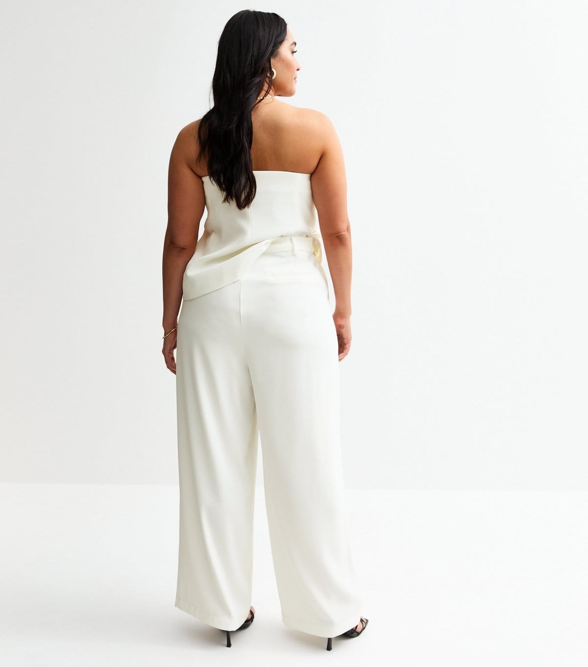 New Look Women's Plus Size White Wide Leg Tailored Trousers Curves New Look - 4
