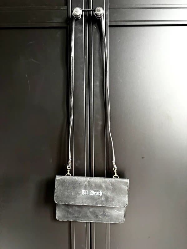 ASOS Asos x Osseus hand painted bridal bag black real leather
