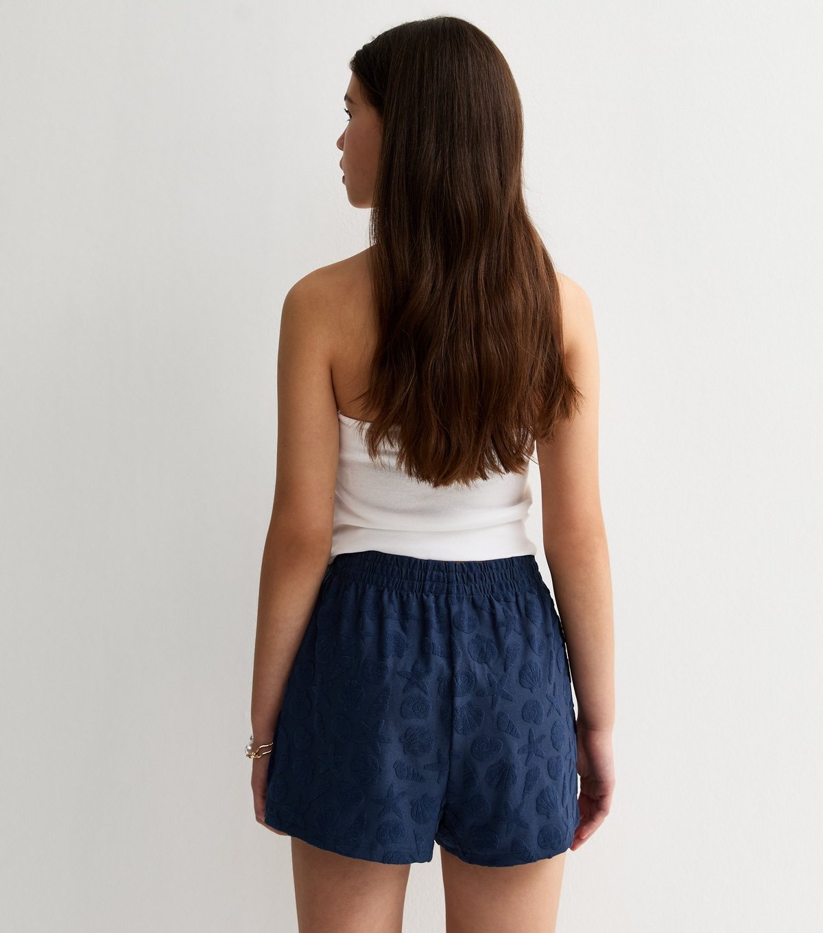 New Look Girls' Navy Floral Towelling Shell Pattern Shorts New Look - 4