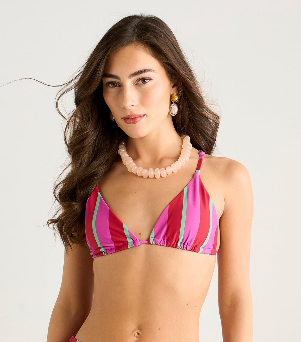 Gini London Women's Pink Striped Tie Back Bikini Top Gini London New Look