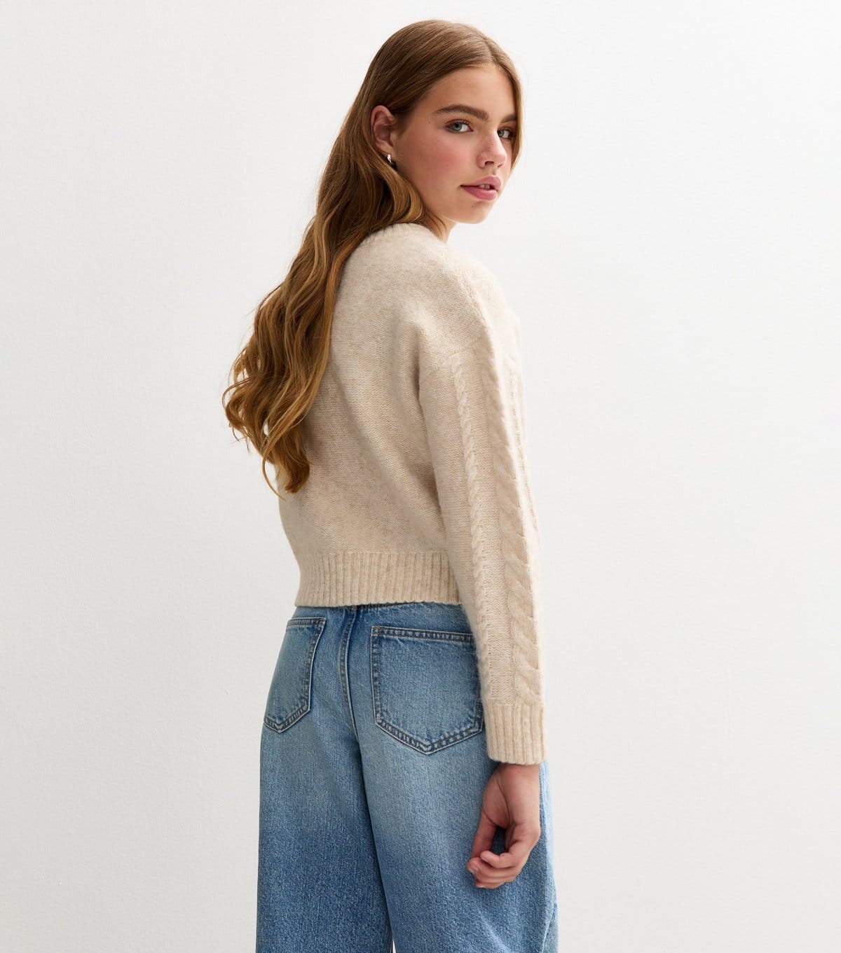 New Look Girls' Cream Cable Knit Jumper New Look - 4