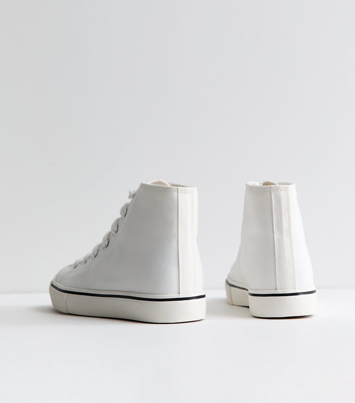 New Look Women's White Cotton Canvas High Top Sneakers Vegan New Look - 4