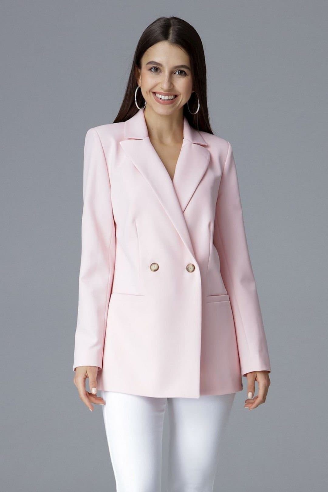Love Lace Love Lace Women's Elegant Fitted V Neck Waist Jacket in Pink
