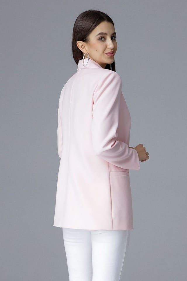 Love Lace Love Lace Women's Elegant Fitted V Neck Waist Jacket in Pink - 2