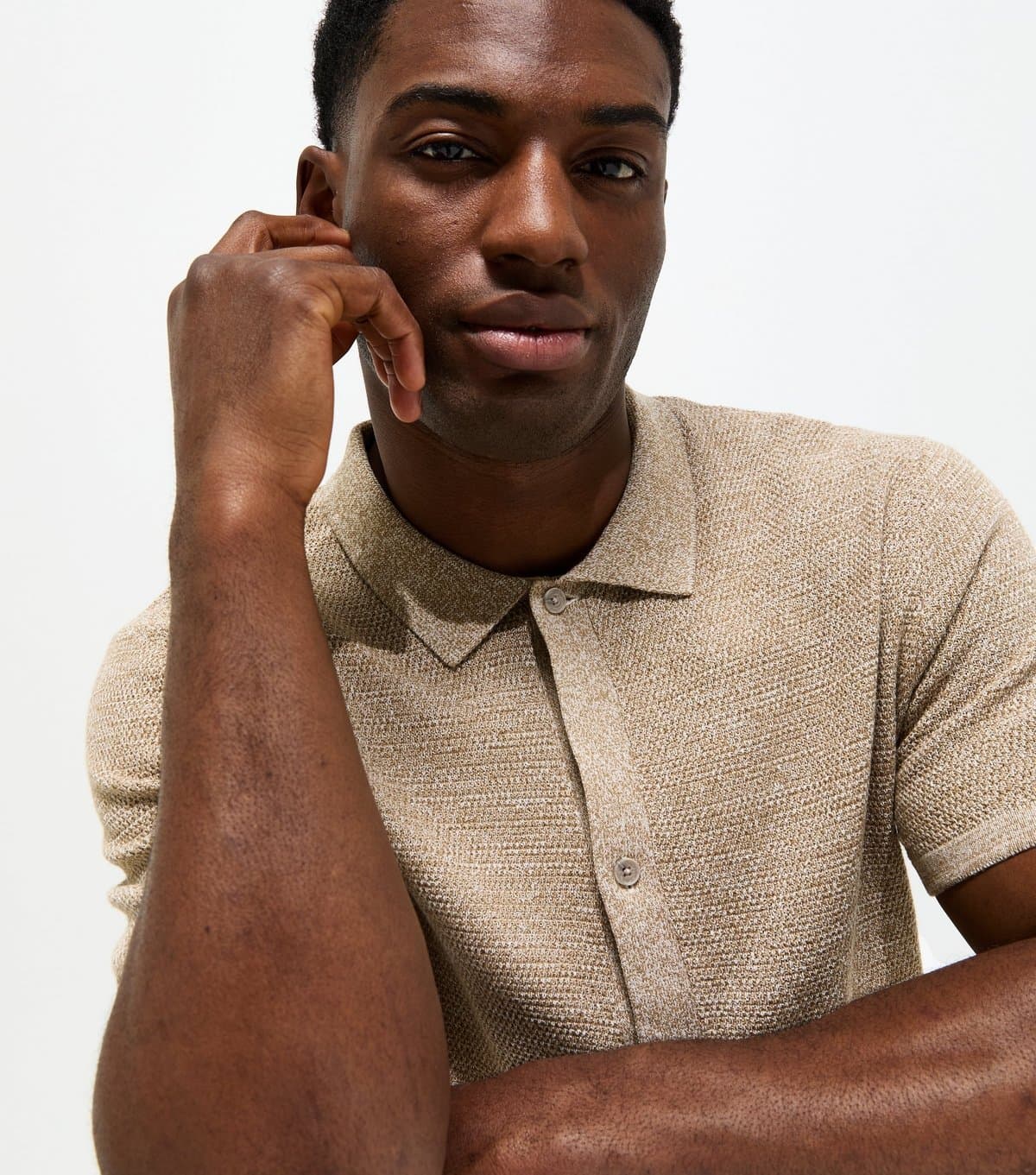 jack & jones Men's Stone Regular Knit Short Sleeve Shirt Jack & Jones New Look