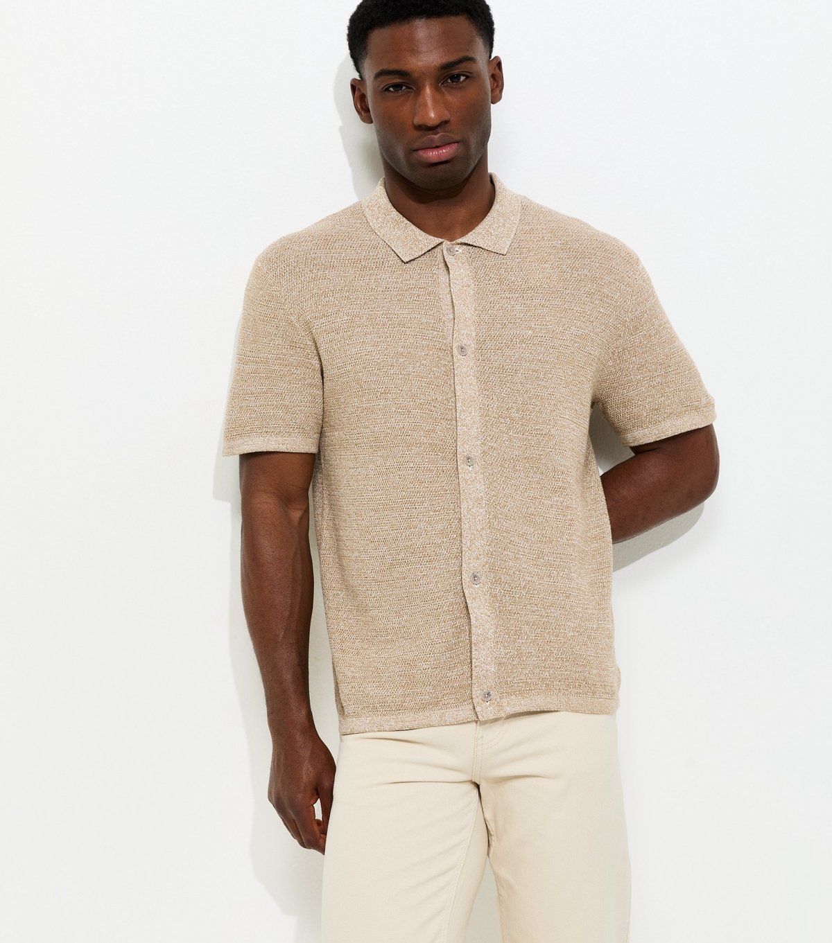 jack & jones Men's Stone Regular Knit Short Sleeve Shirt Jack & Jones New Look - 2