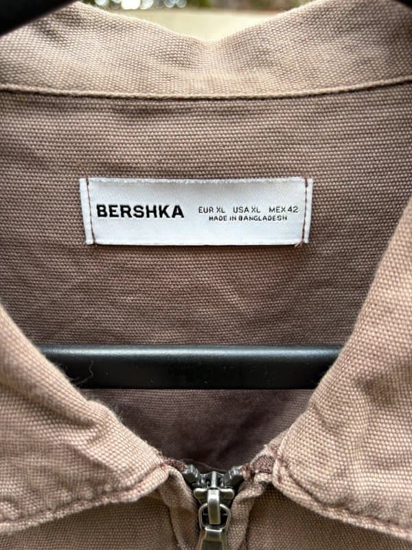 Bershka Bershka Brown Embroidered Zip Shirt – Size XL