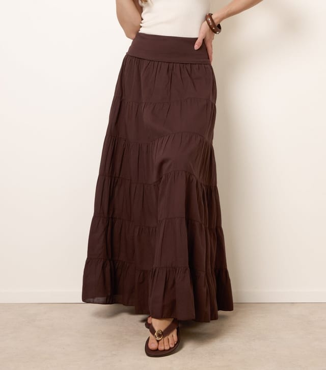 Blue Vanilla Women's Dark Brown Tiered Maxi Skirt Blue Vanilla New Look - 2