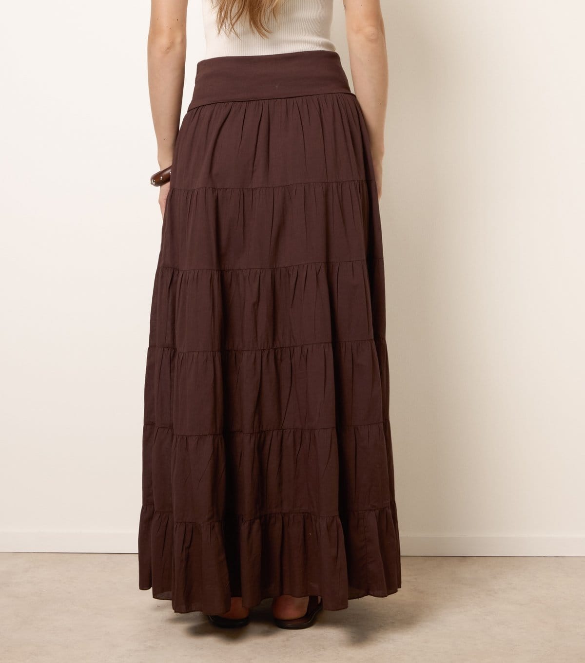 Blue Vanilla Women's Dark Brown Tiered Maxi Skirt Blue Vanilla New Look - 4
