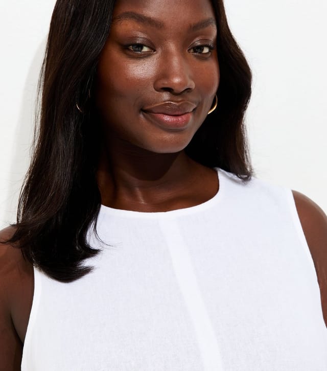 New Look Women's Plus Size White Linen Blend Sleeveless Top Curves New Look - 3