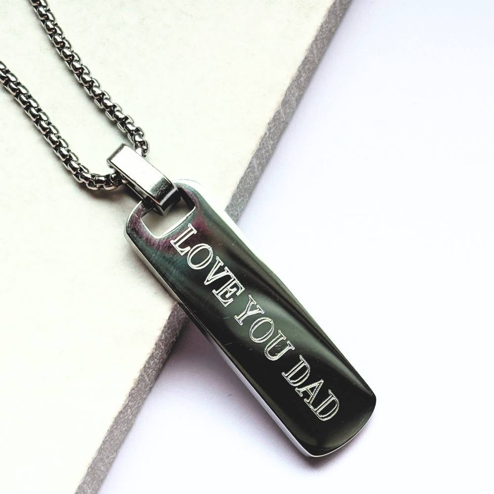 Aye Do Gifts Aye Do Gifts Personalised Men's Long Bar Medium Chain Necklace in Silver - 1