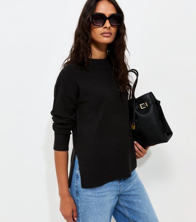 New Look Women's Black Side Split Knitted Jumper New Look - 2