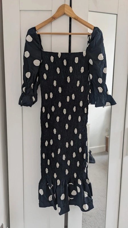 Never Fully Dressed Never Fully Dress Polka Dot Ruched Midi Dress - 1