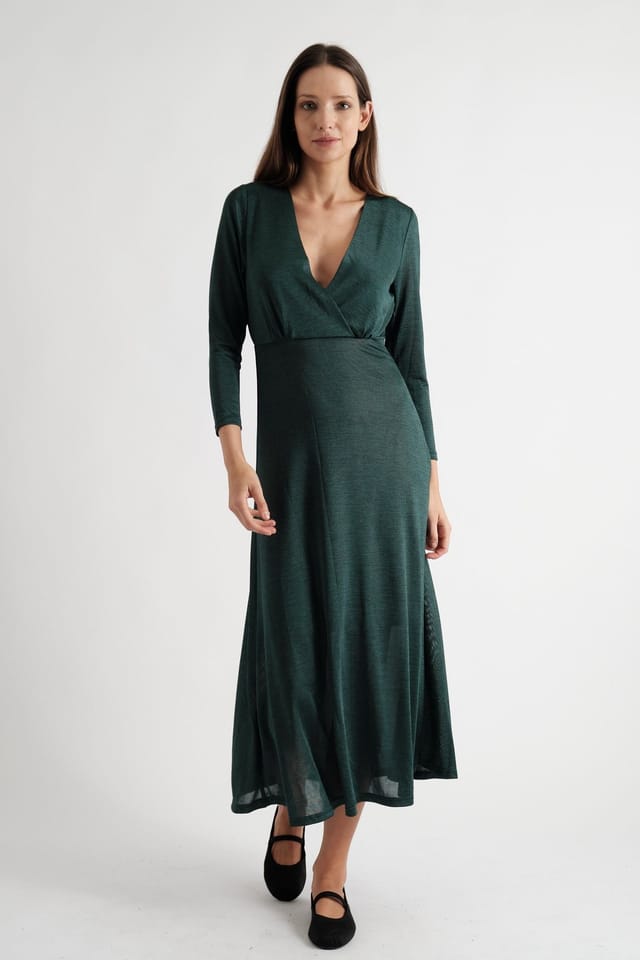 Louche Louche Women's Sona Marl Faux Wrap Midi Dress in Green - 3