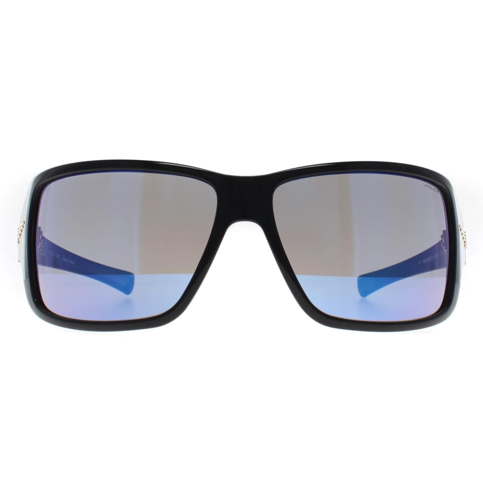 Police Police Men's Square Shiny Black Smoke Mirror Blue SPLN37M Tailwind 5