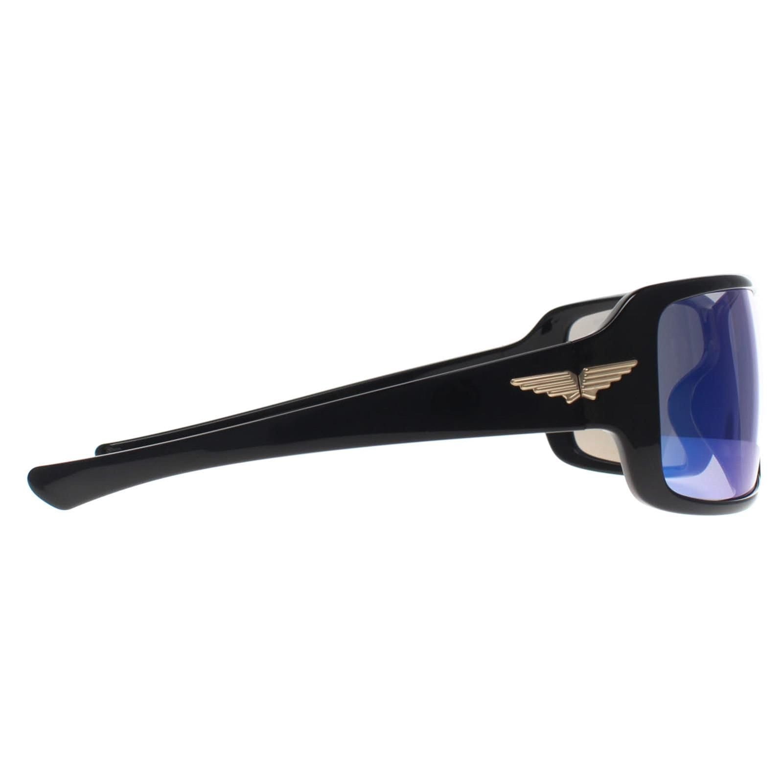 Police Police Men's Square Shiny Black Smoke Mirror Blue SPLN37M Tailwind 5 - 4