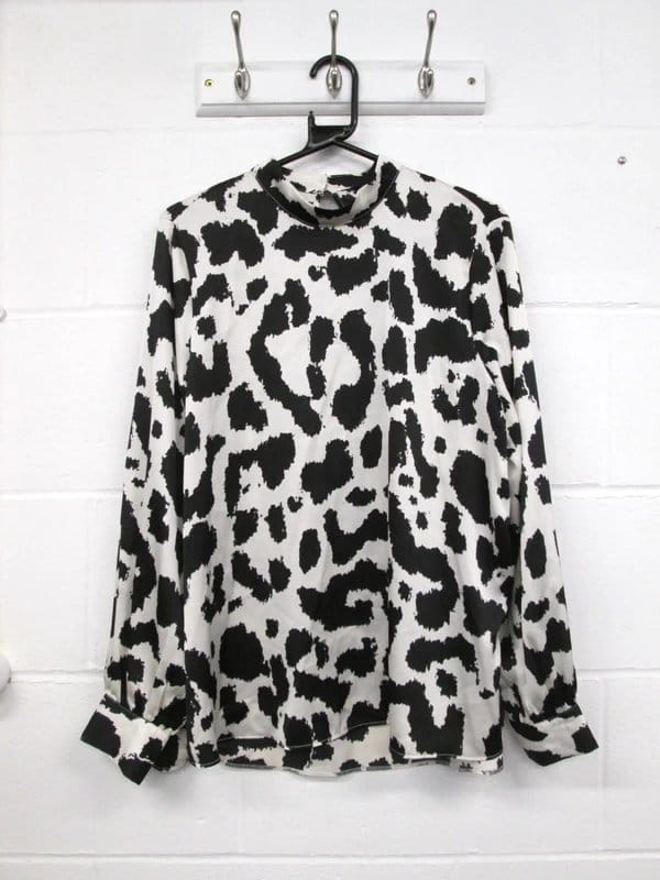New Look Black & White Satin Long Sleeve Blouse