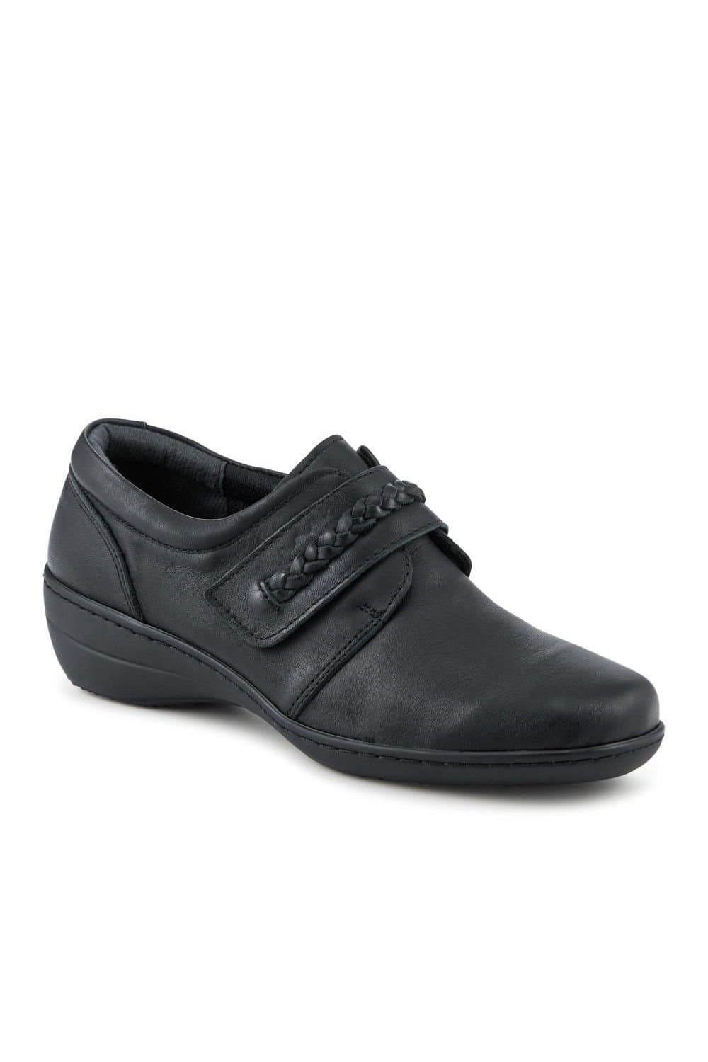 Pavers Pavers Women's Loretta Leather Adjustable Fit Monk Shoes in Black