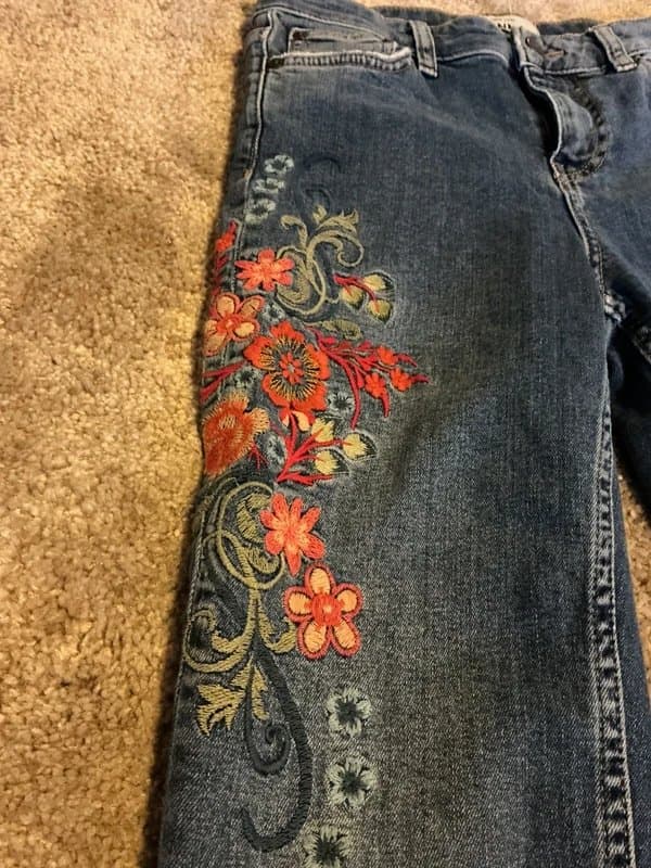 New Look New Look boho chic Jenna Skinny Jeans | Floral Embroidery | Size 8 | Raw Hem