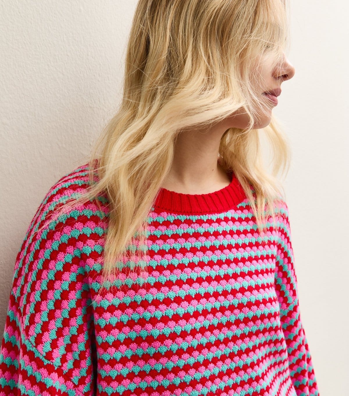 Sunshine Soul Women's Red and Pink Striped Crew Neck Jumper Sunshine Soul New Look - 2