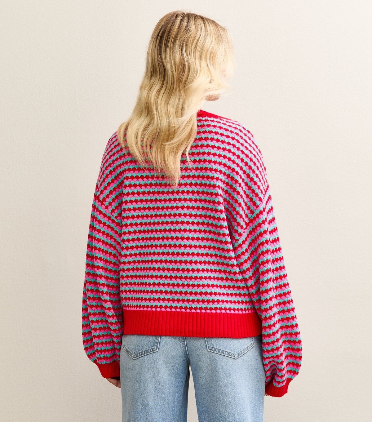 Sunshine Soul Women's Red and Pink Striped Crew Neck Jumper Sunshine Soul New Look - 4