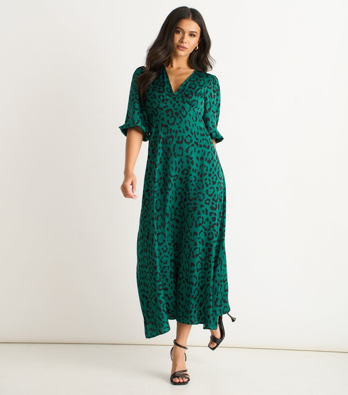 Gini London Women's Dark Green Animal Print Midi Dress Gini London New Look - 3