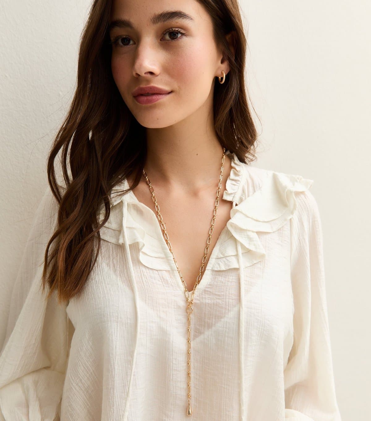 New Look Gold Tone Teardrop T-Bar Y-Shape Chain Necklace New Look