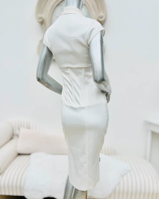 Karen Millen Karen Millen vintage ivory corset style embellished satin wiggle dress 8