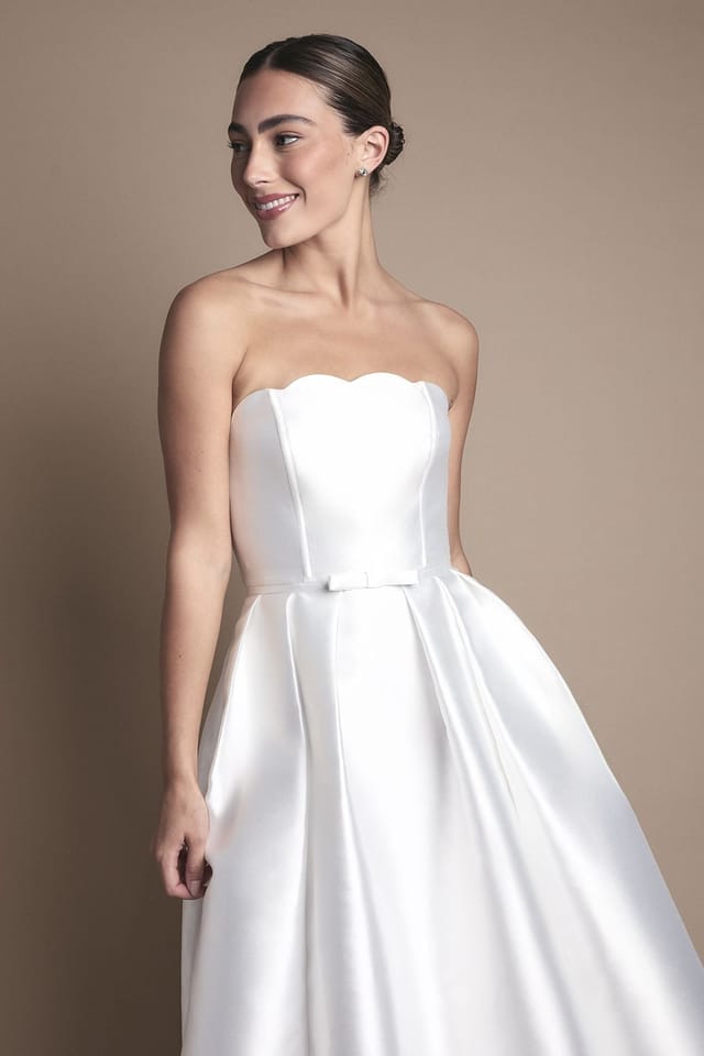Coast Coast Women's Scalloped Strapless Midi Wedding Dress in Ivory - 2
