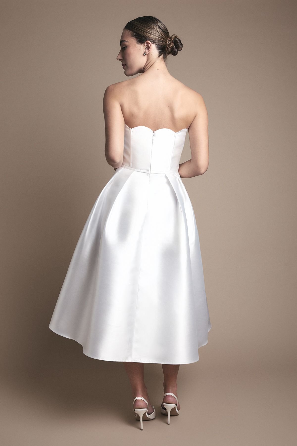 Coast Coast Women's Scalloped Strapless Midi Wedding Dress in Ivory - 3