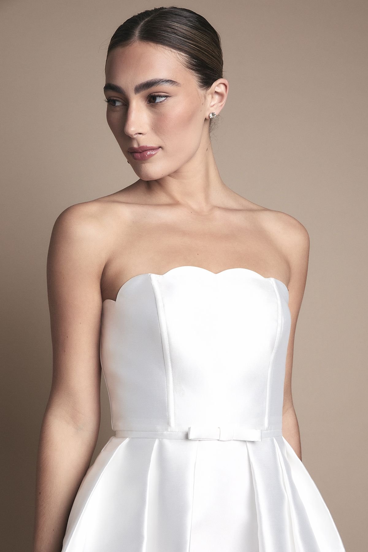 Coast Coast Women's Scalloped Strapless Midi Wedding Dress in Ivory - 4