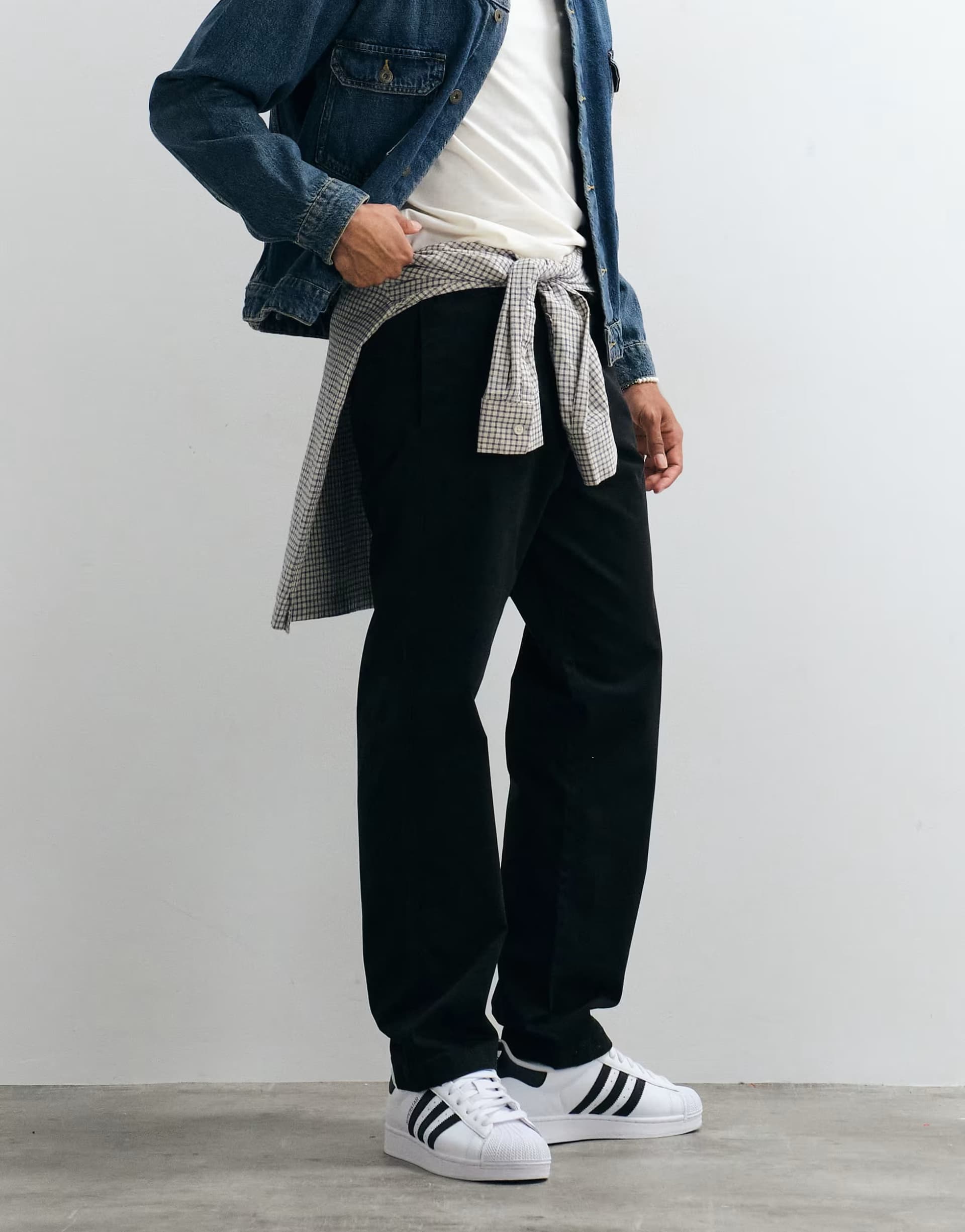 ASOS Jack & Jones drawstring twill chino trousers in black