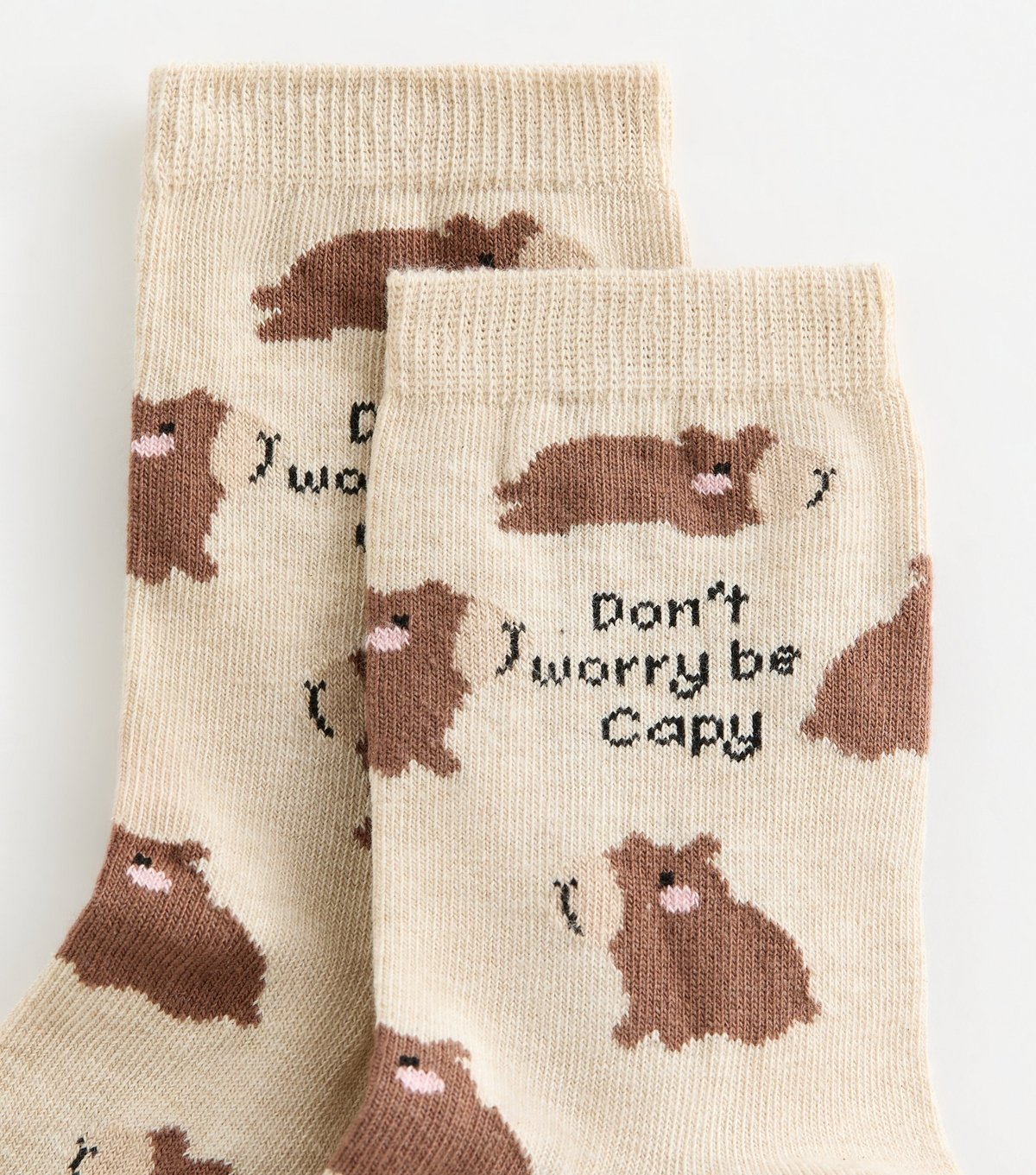 New Look Oatmeal 'Dont Worry Be Cappy' Sock New Look - 2