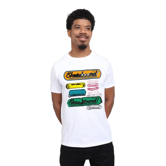 Skateboard! Skateboard! Men's Magazine Logo T-Shirt in White - 3