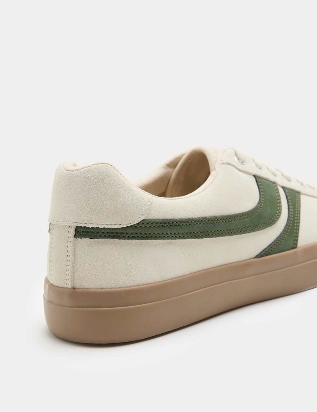 Marks & Spencer M&S Suede Lace Up Trainers Ecru Mix - 2