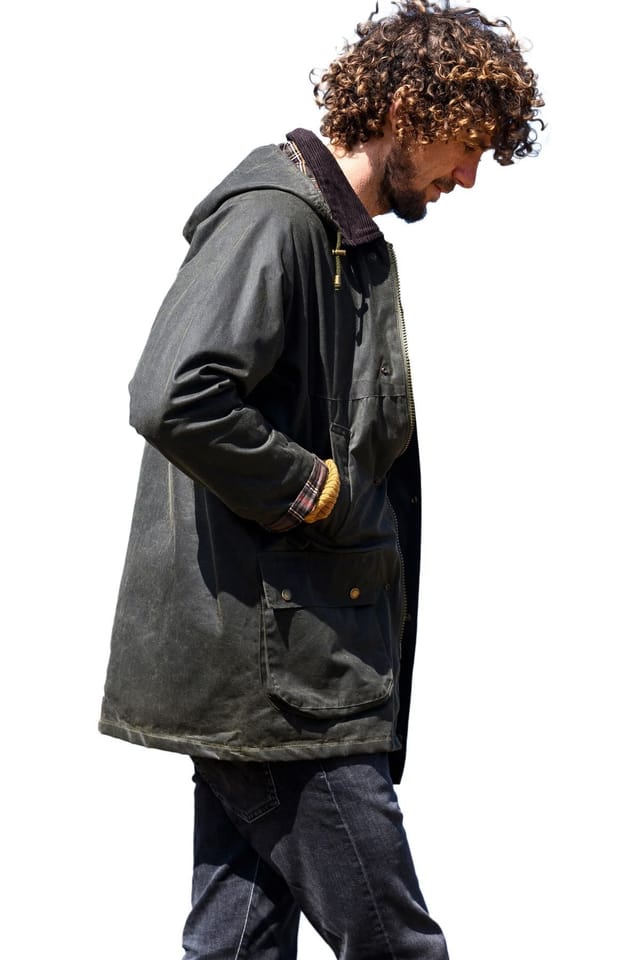 Celtic & Co Celtic & Co Men's British Grown Sleeve Wax Cotton Jacket in Dark Olive - 3