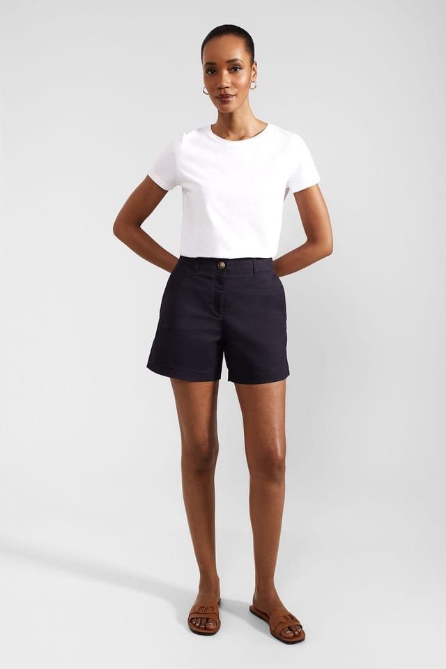 Hobbs London Hobbs London Women's Carla Mid Rise Chino Shorts in Dark Navy - 3