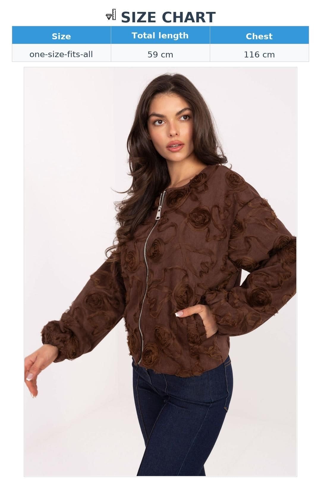 Love Lace Love Lace Women's Floral Applique Bomber Jacket in Brown - 4