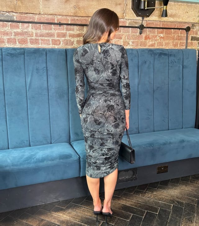 AX Paris Women's Black Floral Long Sleeve Midi Dress AX Paris New Look - 3