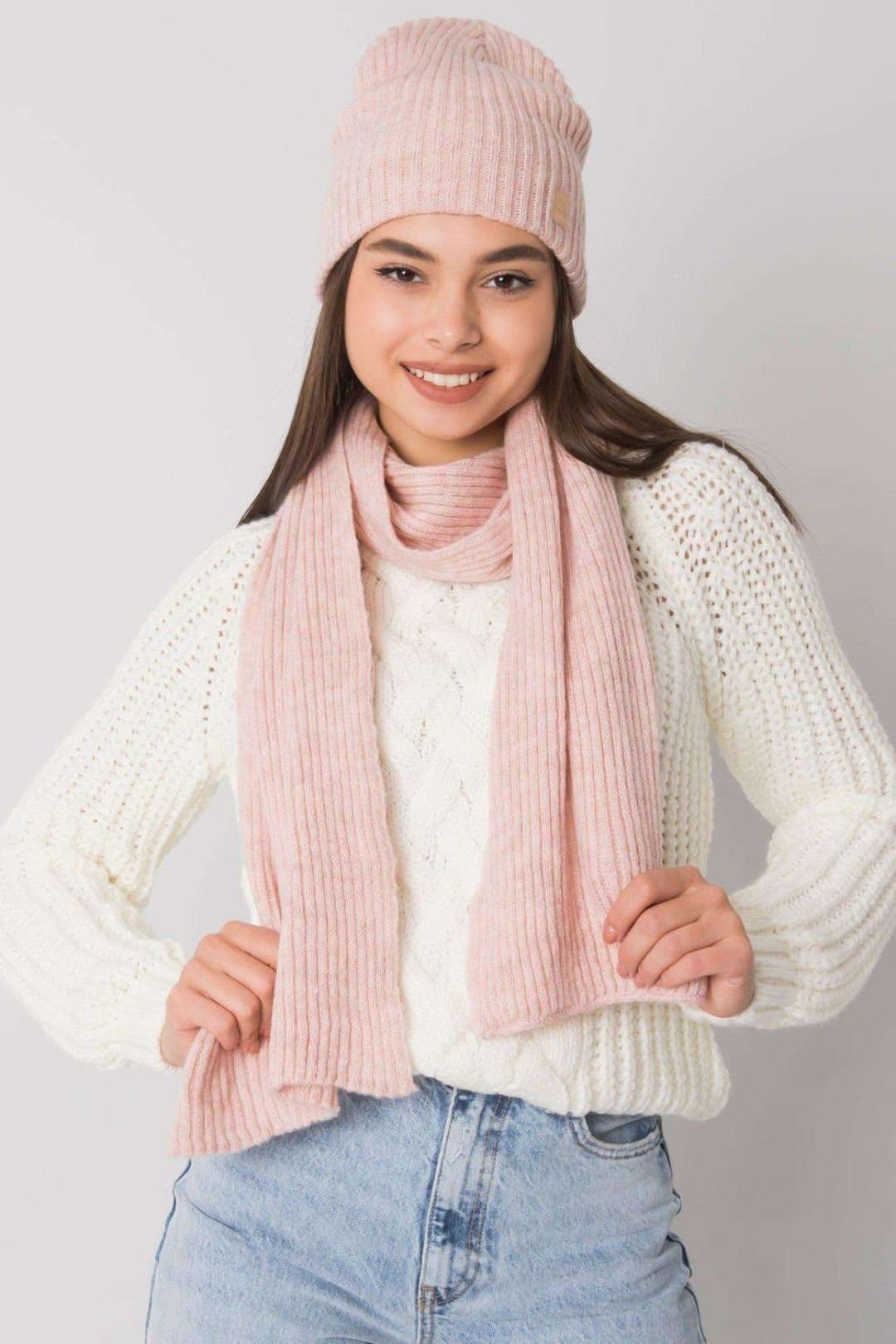 Love Lace Love Lace Women's Winter Hat & Scarf Set Made in Poland for Cold Weather Outdoors in Pink