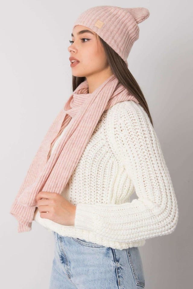 Love Lace Love Lace Women's Winter Hat & Scarf Set Made in Poland for Cold Weather Outdoors in Pink - 2