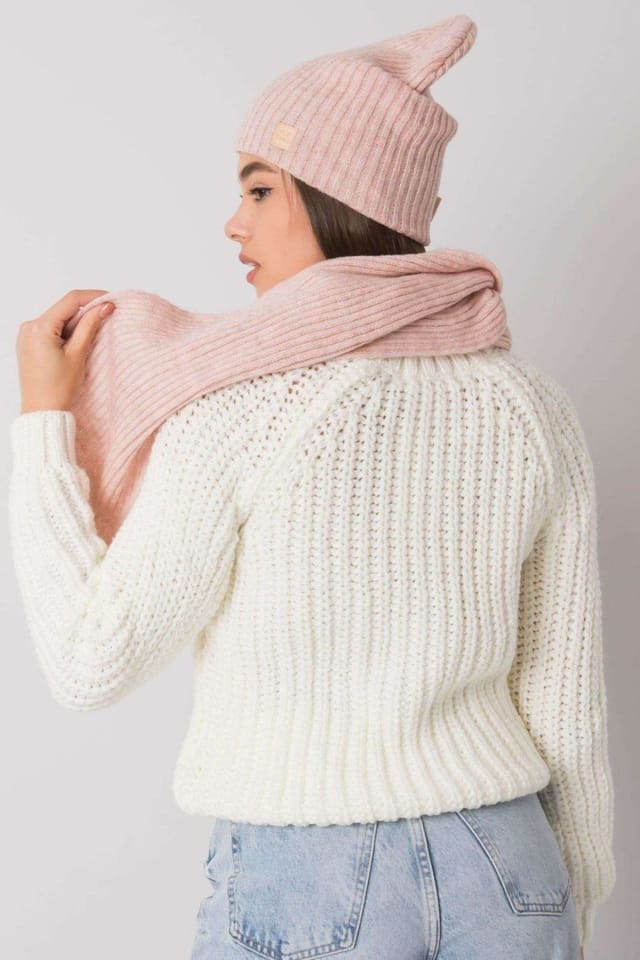 Love Lace Love Lace Women's Winter Hat & Scarf Set Made in Poland for Cold Weather Outdoors in Pink - 3