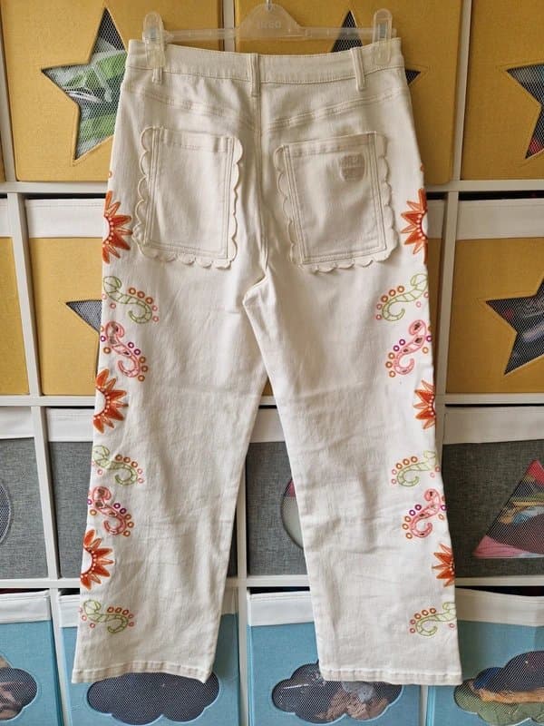 Never Fully Dressed Never fully dressed Ecru Enchanted Scallop Jeans size UK 12