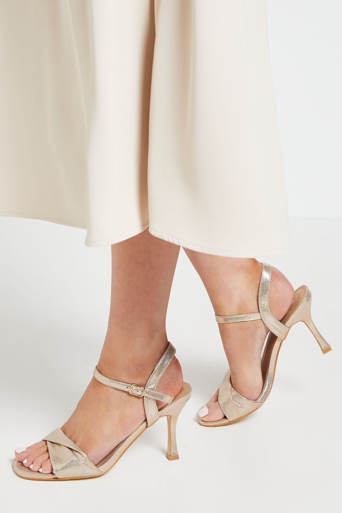 Wallis Wallis Gold Metallic Sally High Stiletto Sandals