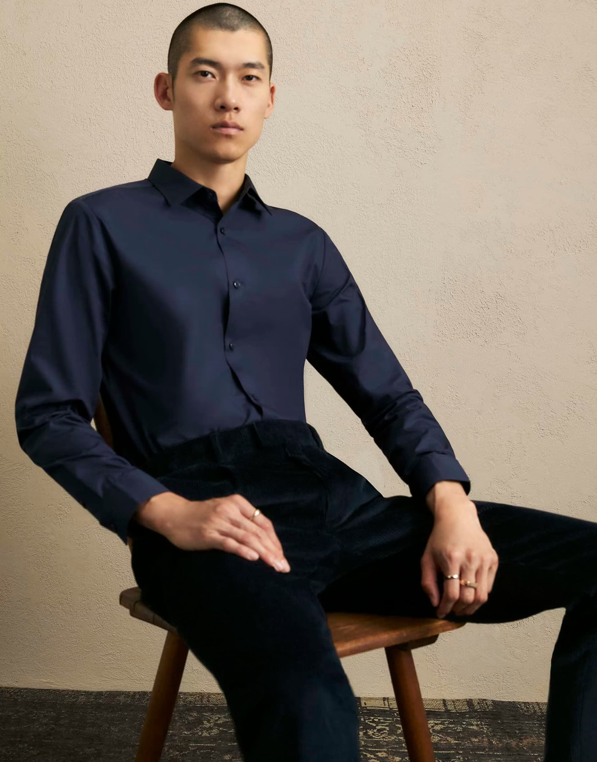ASOS River Island Slim fit shirt in navy