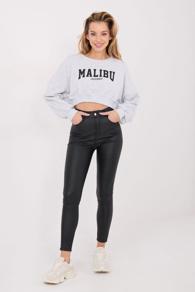 Love Lace Love Lace Women's Casual Cotton Elastane Cropped Sweatshirt in Grey - 2