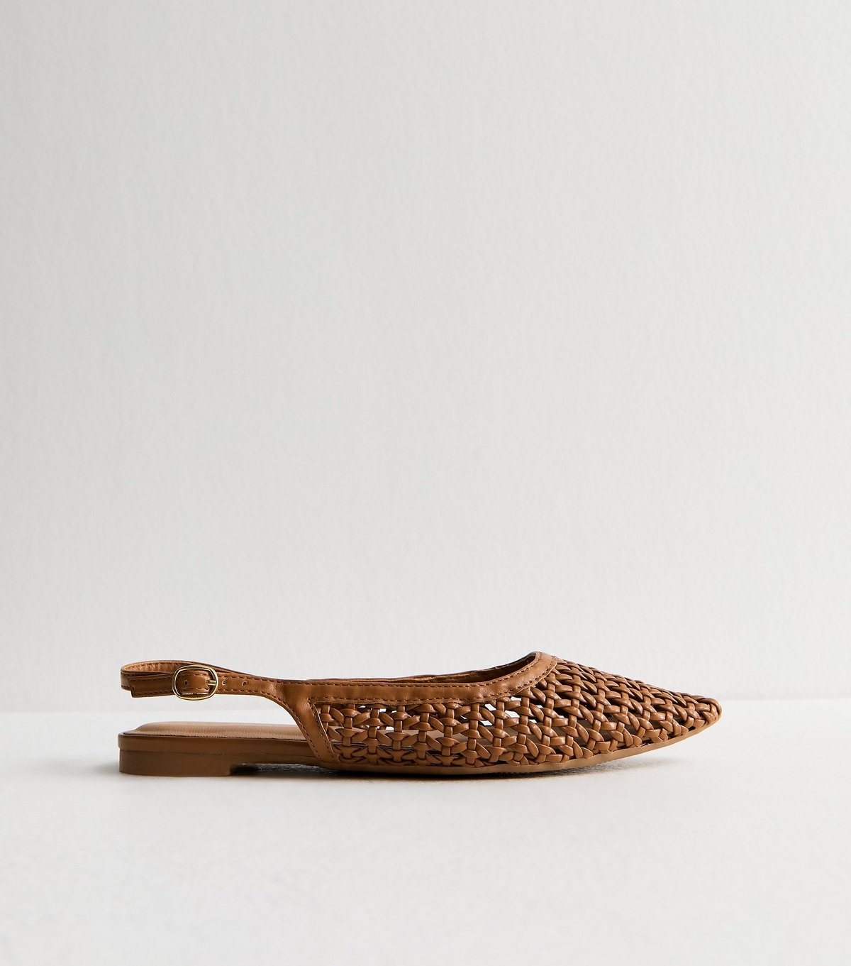 New Look Women's Tan Faux Leather Woven Slingback Pumps Vegan New Look - 3